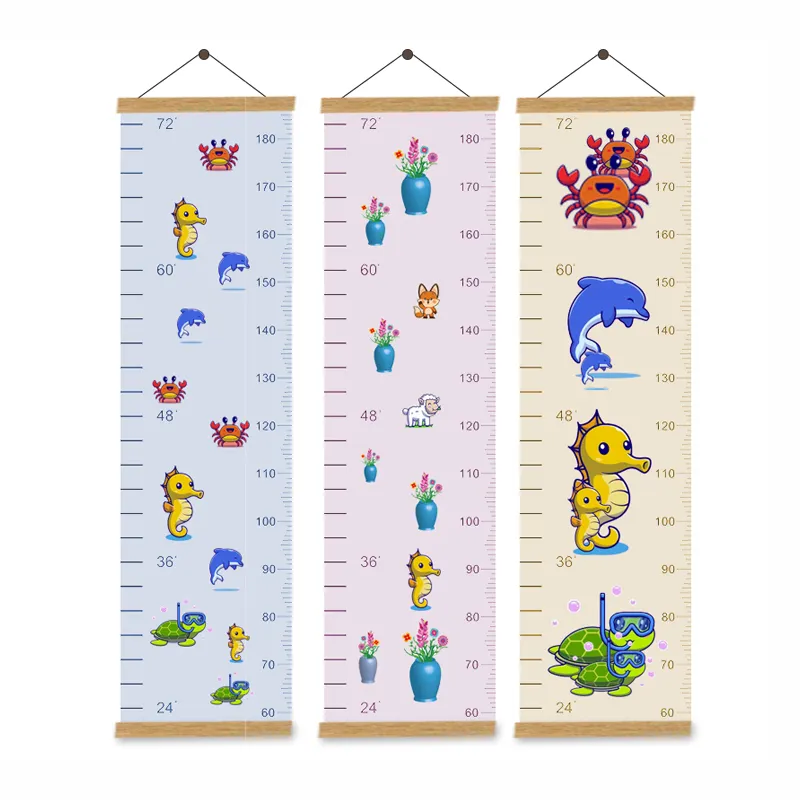 Customized Different Size Wood Frame Color Kids Growth Chart Wall For Kid