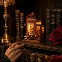 Mini Book Nook DIY : Kit de puzzle 3D en bois pour décoration d'angle de lecture, cadeau créatif, vente en gros, artisanat de décoration intérieure
