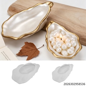 Stampo in silicone a forma di conchiglia di ostrica per resina, gesso, cemento, fai da te, portacandele, vassoio, stampo per artigianato - Product Image 1