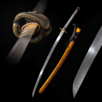 Épée Serpent Doré de Longquan, forgée à la main, motif Damas à quatre feuilles, accessoire de samouraï, cadeau pour homme, collection, décoration