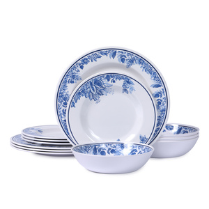 Piatto blu in <span class=keywords><strong>melamina</strong></span> piatto Vintage Plato De Fresa in plastica a forma rotonda <span class=keywords><strong>Set</strong></span> piatto per la decorazione della tavola - Product Image 6