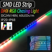 Tira LED DMX Direccionable de 24V RGBW/RGB con Efecto de Carrera de Caballos, 60 LED, Luz de Persecución Programable para Fiestas/Iluminación de Bares en Interiores
