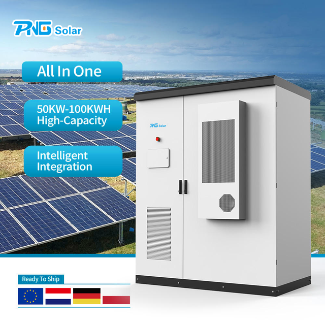 PNG Complete PCS 50kwH 100kwH 200kwh Industrial Commercial Battery Cabinet Power Storage Equipment Outdoor Solar Energy System