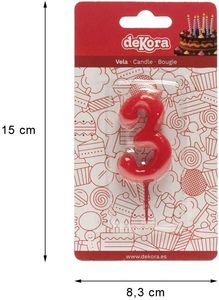 Vela de Cumpleaños <span class=keywords><strong>Dekora</strong></span> Número 3 Sin Perfume Hecha en China - Product Image 4