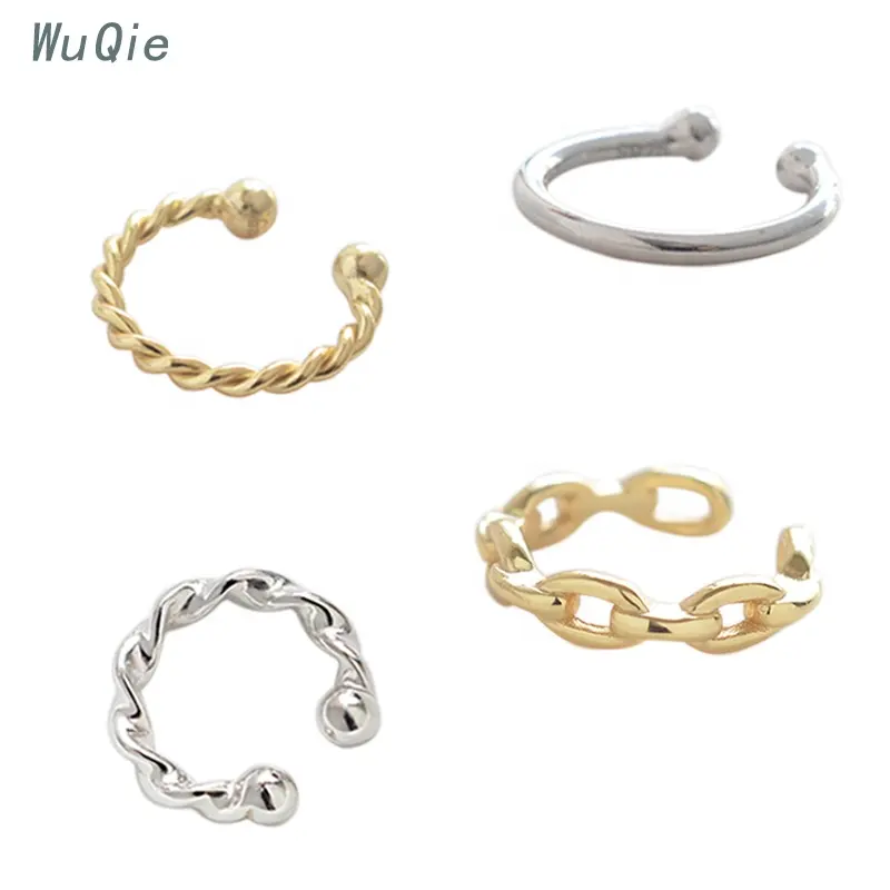 Wuqie 2020 basit küpe seti hiçbir Piercing kulak Wrap gümüş takı altın kaplama kulak manşet