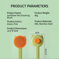 Brosse démêlante SHIYUAN en acier inoxydable pour chats et chiens, peigne à picots souples, outil de toilettage pour animaux, auto-nettoyant, pour une élimination facile des poils.