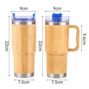 Vaso Térmico Moderno de Bambú de 30oz con Asa, Doble Pared, Aislamiento al Vacío, Acero Inoxidable 304, Taza de Viaje para Coche, Ecológico - Product Image 2