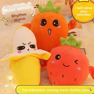 Jouet <span class=keywords><strong>en</strong></span> peluche musical interactif pour bébé, piano à capteur <span class=keywords><strong>de</strong></span> sons <span class=keywords><strong>de</strong></span> fruits (Fraise, Banane, <span class=keywords><strong>Carotte</strong></span>), rembourré <span class=keywords><strong>en</strong></span> coton PP, pour interaction parent-enfant, 0-24 mois - Product Image 3