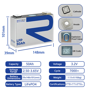REPT 50Ah Lifepo4 Pil Hücresi 3.2V Yüksek Döngü Ömrü 7000 Kez Lityum İyon Güneş Enerjisi Bataryaları Ev İçin Enerji Depolama Bataryası - Product Image 2