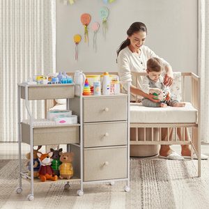 <span class=keywords><strong>Table</strong></span> <span class=keywords><strong>à</strong></span> <span class=keywords><strong>langer</strong></span> blanche moderne pour chambre <span class=keywords><strong>à</strong></span> coucher organisateur de couches pour bébé diviseurs de stockage chariot roulant roues pour école hôtel pépinière - Product Image 3