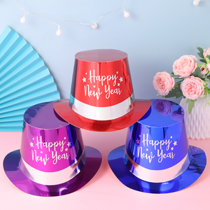 Cappello a Cilindro Nero con Stampa a Caldo per Decorazioni Festa di <span class=keywords><strong>Capodanno</strong></span>, Accessorio Fotografico per Carnevale e Feste di Fine Anno - Product Image 2