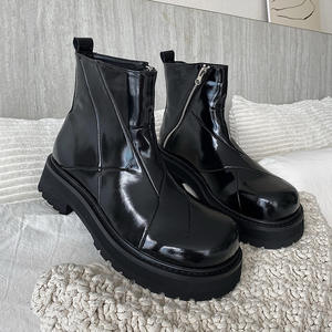 XINZI RAIN Bottes courtes unisexes à plateforme haute <span class=keywords><strong>Chelsea</strong></span> Noir Cuir fendu Fond épais Hauteur Augmenter Femmes Hommes <span class=keywords><strong>Bottines</strong></span> - Product Image 2