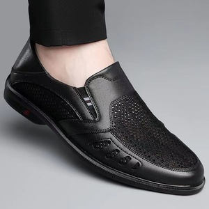 Men's Mesh Casual Slip-On Hollow-Out Perforated Leather <b>Sandals</b> White Soft Leather Summer Shoes Adult Size 40-46 - Product Image 2