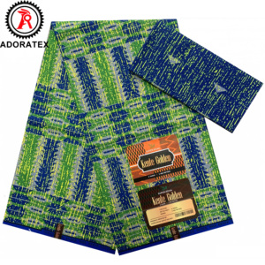 Heißer Verkauf Neue Mode Kente Goldener Stil Afrikanischer Wachsdruck Polyesterstoff 4+2 Yards für Kleidung Bekleidung Textil - Product Image 3
