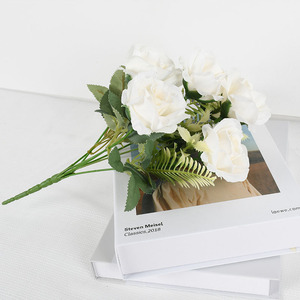 Alta calidad bajo precio flor artificial Rosa ramo seda boda decoración centro de mesa flor - Product Image 5