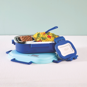 Boîte à lunch isotherme en acier inoxydable de qualité supérieure, récipient de stockage alimentaire étanche, boîte à lunch portable, 2 compartiments, 500 ml, micro-ondes - Product Image 4