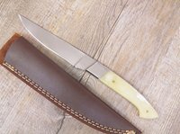 Couteau Dorgalesa artisanal sur mesure, lame en acier inoxydable 0,5 mm, pointe tombante, bord droit, manche en os de chameau, DIY OEM, camping en plein air