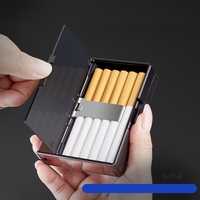 Étui à cigarettes en métal moderne avec logo personnalisé, briquet à gaz intégré, capacité de 12 cigarettes, flamme coupe-vent rechargeable directement, cadeaux d'affaires