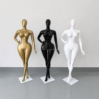 Maniquíes de Fibra de Vidrio de Guangzhou, Maniquíes de Talla Grande para Ropa, Maniquíes Femeninos Curvilíneos de Cuerpo Completo en Dorado Mate