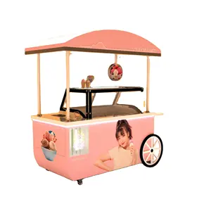Carrinho de comida para trailer de sorvete de frutas e sobremesas com carrinho de rua para venda no México Congelador comercial ao ar livre