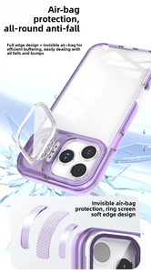 Custodia <span class=keywords><strong>Trasparente</strong></span> Antiurto per <span class=keywords><strong>iPhone</strong></span> 17 Air 16 15 14 <span class=keywords><strong>13</strong></span> Pro Max, Protezione Lente in PC <span class=keywords><strong>Trasparente</strong></span> con Supporto e Copertura in Vetro - Product Image 4