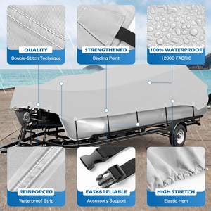 Housse <span class=keywords><strong>de</strong></span> bateau <span class=keywords><strong>ponton</strong></span> robuste en PU, adaptée aux modèles <span class=keywords><strong>de</strong></span> 22 à 24 pieds, en tissu Oxford <span class=keywords><strong>de</strong></span> qualité marine imperméable, housse en <span class=keywords><strong>toile</strong></span> résistante aux UV - Product Image 3