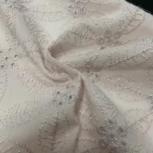 Clothes Material Fabric Cotton/Lurex Silver Silk Flower Eyelet Embroidery Fabric For Clothing