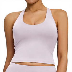 Débardeur de yoga personnalisé respirant et doux, couleur unie, avec emplacement pour logo avant - Product Image 1