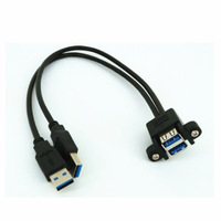 Câble d'extension double USB 3.0 avant et femelle pour montage sur panneau vers double USB AF 2 Type a mâle avec vis de verrouillage 2025 Nouveau 50cm