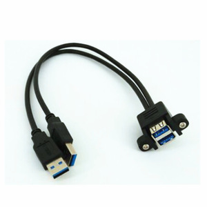 <span class=keywords><strong>Dual</strong></span> USB 3,0 Frontal a Hembra Montaje en Panel a Doble USB AF 2 Tipo a <span class=keywords><strong>Cable</strong></span> de Extensión Macho con Tornillo de Bloqueo 2025 Nuevo 50cm - Product Image 5