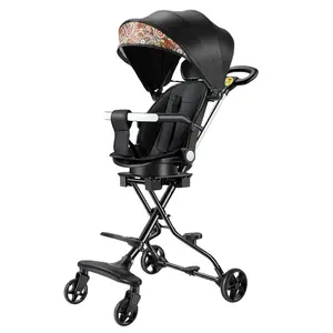 Bebek arabası bebek yürüyüş arabası iki yönlü emniyet kemeri dört tekerlekli çift fren arabası döndürebilirsiniz