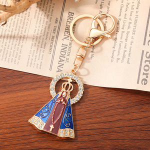 Llavero Portamonedas <span class=keywords><strong>de</strong></span> Aleación <span class=keywords><strong>de</strong></span> Zinc con Milagros Católicos, Virgen María, Concepción, Nossa Senhora Da Aparecida, Pedrería, Dorado, Luminoso - Product Image 2