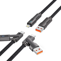 Kabel Pengisian Cepat 4-in-1 240W Nylon Zinc Alloy USB Type-C 5A dengan Pelindung Anyaman Tembaga Murni untuk Ponsel & Power Bank