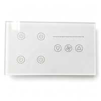 Interrupteur intelligent Tuya WiFi 4 voies pour ventilateur et éclairage, avec panneau tactile en verre, moniteur de puissance, télécommande, compatible Alexa Google Home