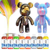 Osbang Verser Peinture Fluide Art Set 23 Cm Ours avec 3 Couleurs Kit Résine Nouvelle Arrivée Produit Acrylique Toile 1set 60ml Peinture CN;GUA