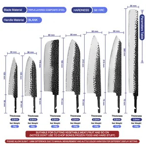 Premium japanisches 3-Lagen-Verbundstahl hand geschmiedete leere Klinge Kochmesser Benutzer definierte DIY Messer Küche Kochute nsilien