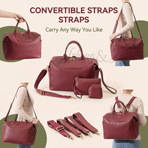 Sac à couches portable grande capacité <span class=keywords><strong>bordeaux</strong></span> avec crochets pour poussette et pochette détachable |   Ensemble sac à dos et sac à main 5-en-1 multi-usages pour maman - Product Image 5