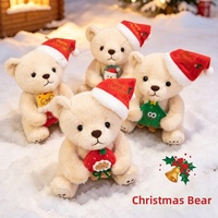 Ours en peluche de Noël, jouet en peluche doux avec accessoire bonnet de Père Noël et bonhomme de neige, cadeau et décoration