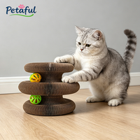 Griffoir et jouet pour chat en carton ondulé pliable, rechargeable, moderne, en forme d'accordéon, avec clochette – Durable et écologique