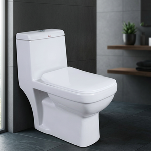 WC monobloc en céramique style indien Twyford, chasse d'eau Cyclone, réservoir encastré, double chasse, siphon en S - Product Image 6