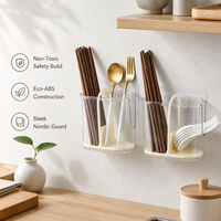 Support mural portable en plastique pour baguettes, boîte de rangement de vaisselle de qualité alimentaire avec drainage pour cuisine domestique