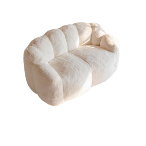 성인 현대 콩 가방 의자 꽃 소파 슈퍼 소프트 더블 소파 세트 거실 침실 인공 모피 독서 의자 베이지 - Product Image 1