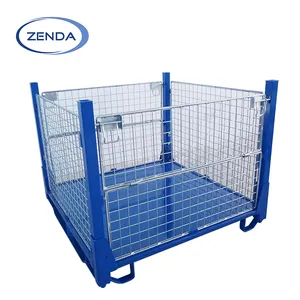 Factory Direct Sales Galvanized Foldable Rack Warehouse Collapsible Storage Cage Metal Stillages