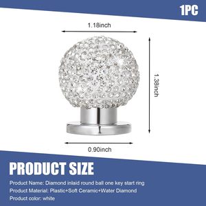 Cubierta Decorativa Brillante para Botón de Encendido de Coche, Adhesivo con Bola de Cristal para Botón de Arranque del Motor, Modificación Interior Blanca y Elegante - Product Image 2