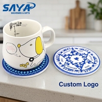 Sous-verres ronds en céramique personnalisés avec logo, réutilisables, souvenirs de pays, pour boissons, vente en gros