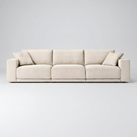 Canapé modulaire 3 pièces en bois avec coussins ultra-épais en mousse haute densité, assemblage par emboîtement, pour appartement moderne, salon domestique