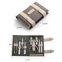 Kit de manucure et pédicure professionnel de luxe, 10 pièces/ensemble, outils de soin des ongles portables pour voyage, avec sac en acier inoxydable et en cuir PU