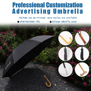 Manual 23 Inch Solid Color Unbreakable Stick Metal Rain <b>Umbrella</b> Navy Blue 16K Straight <b>Umbrella</b> - Product Image 3