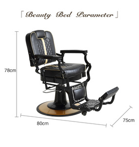 Sillón de Barbería Clásico de Lujo, Estilo Europeo Retro, Negro, con Base Giratoria de 360 Grados, Ajustable - Product Image 5