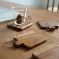Mini dessous-de-verre rectangulaires vintage mignons en bois de teck écologique, style bohème, pour table de mariage, avec poignée en corde, personnalisables